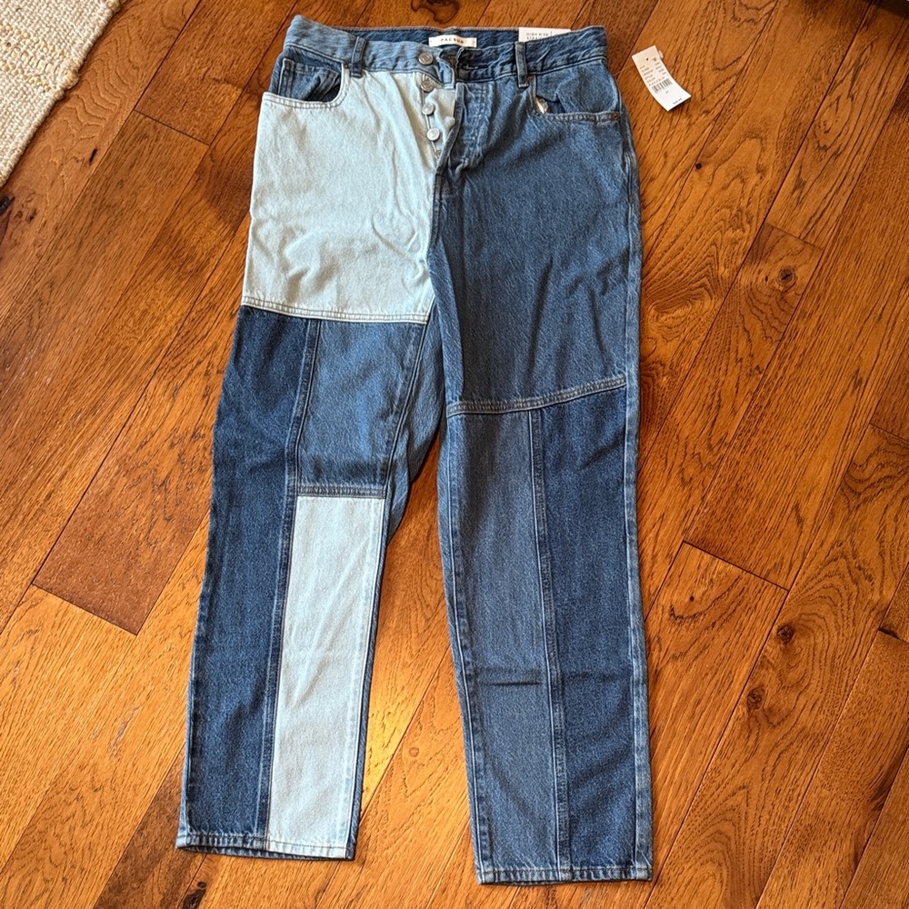 PacSun high rise straight Patchwork Two-Tone Blue Jeans size 27